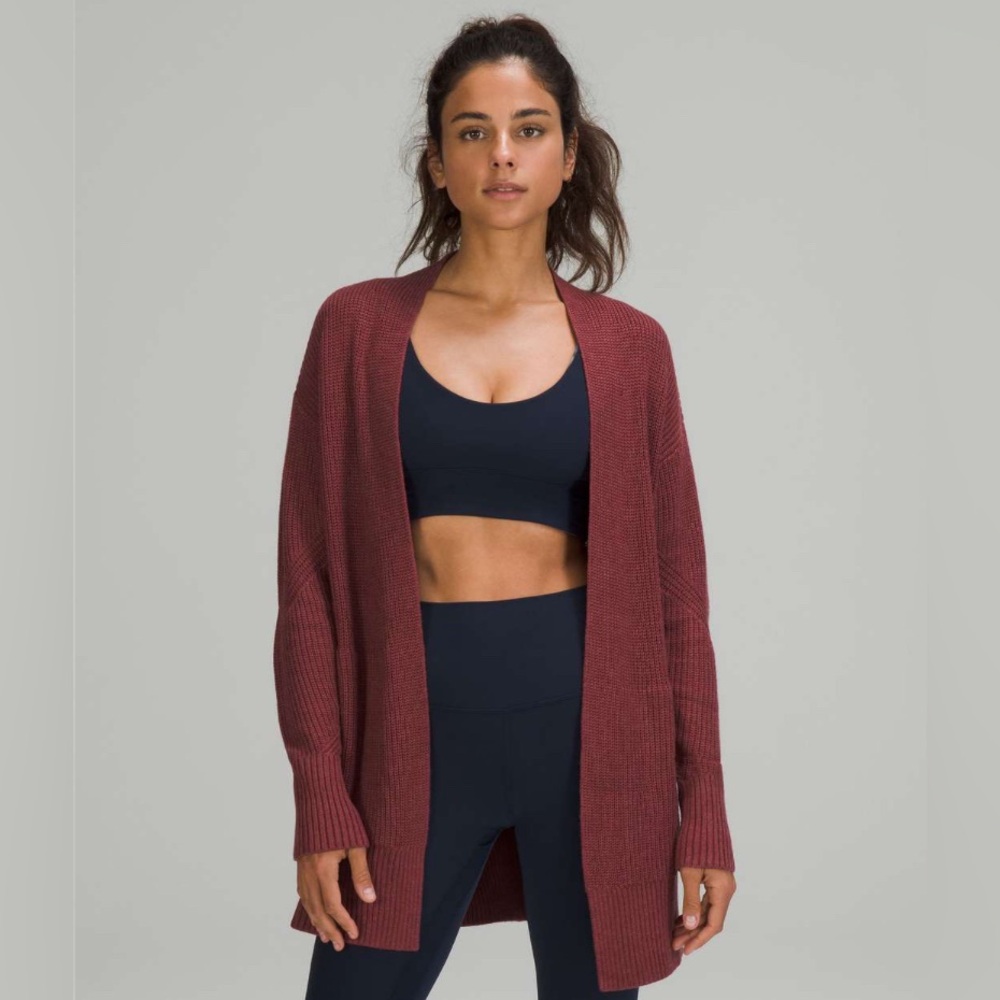 Lululemon Cashlu Sweater Wrap Cardigan in Heathered‎ Mulled Wine Sz S